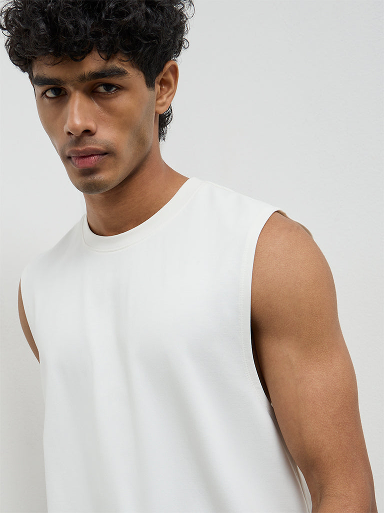 Nuoflexx Off-White Relaxed-Fit Cotton-Blend T-Shirt