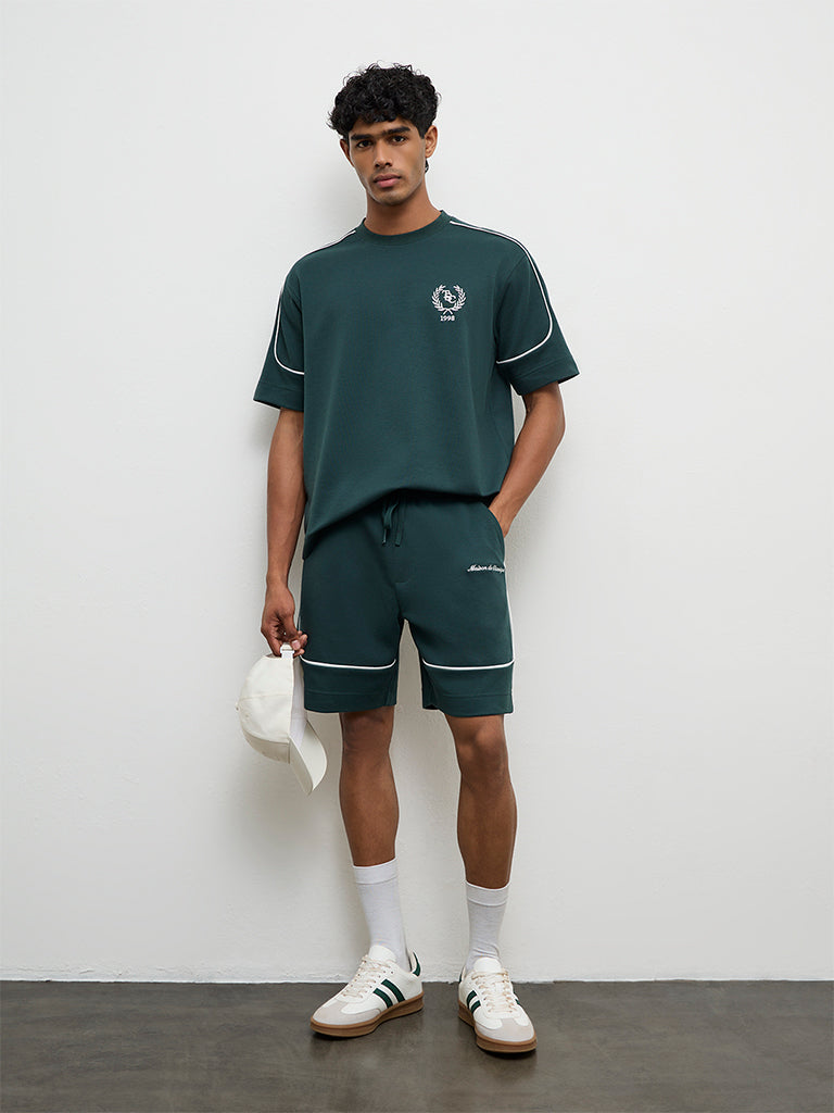 Nuoflexx Green Text-Design Relaxed Fit Cotton-Blend T-Shirt