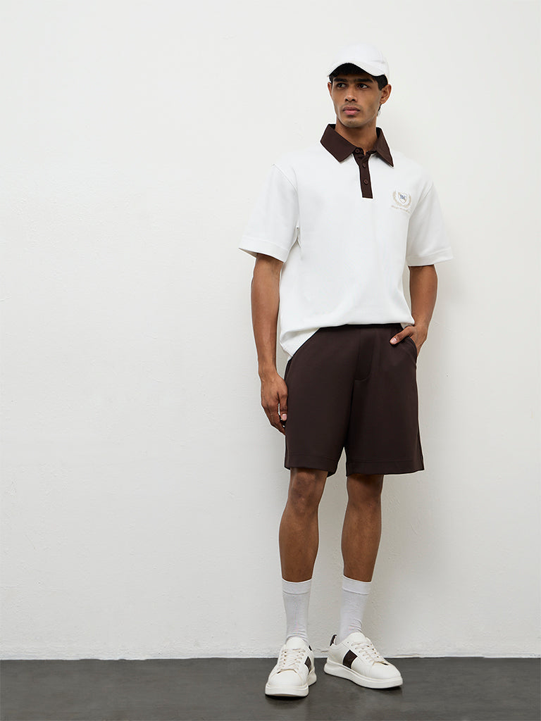 Nuoflexx Dark Brown Relaxed Fit Mid-Rise Shorts
