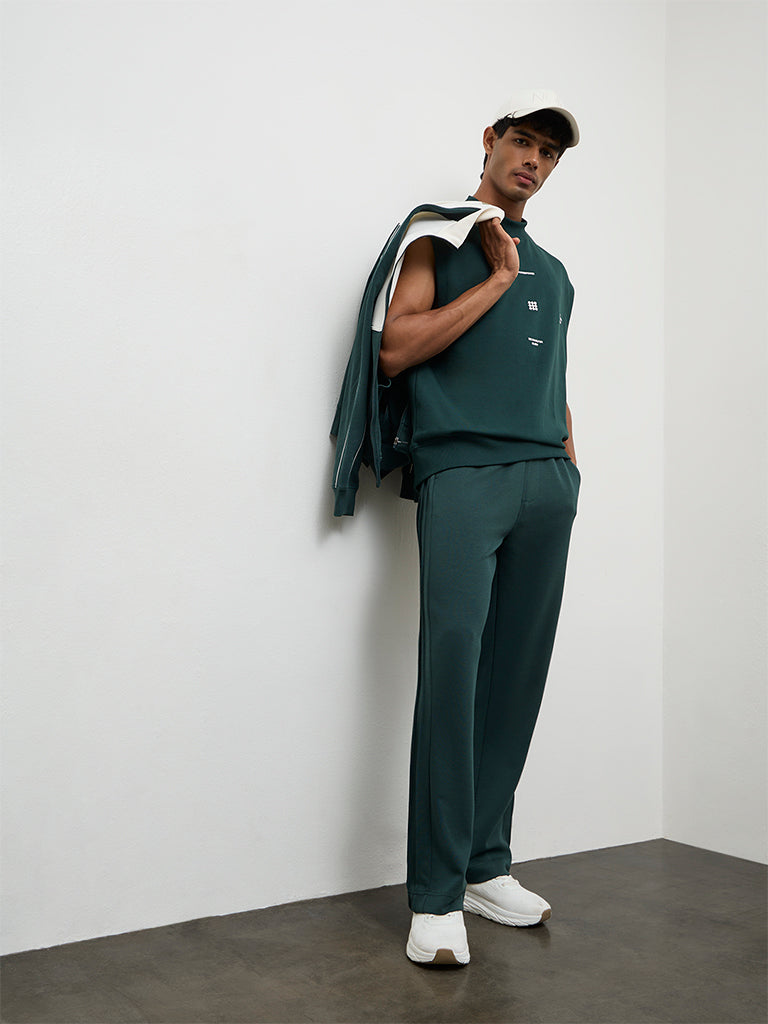 Nuoflexx Green Relaxed Fit Mid-Rise Cotton-Blend Track Pants