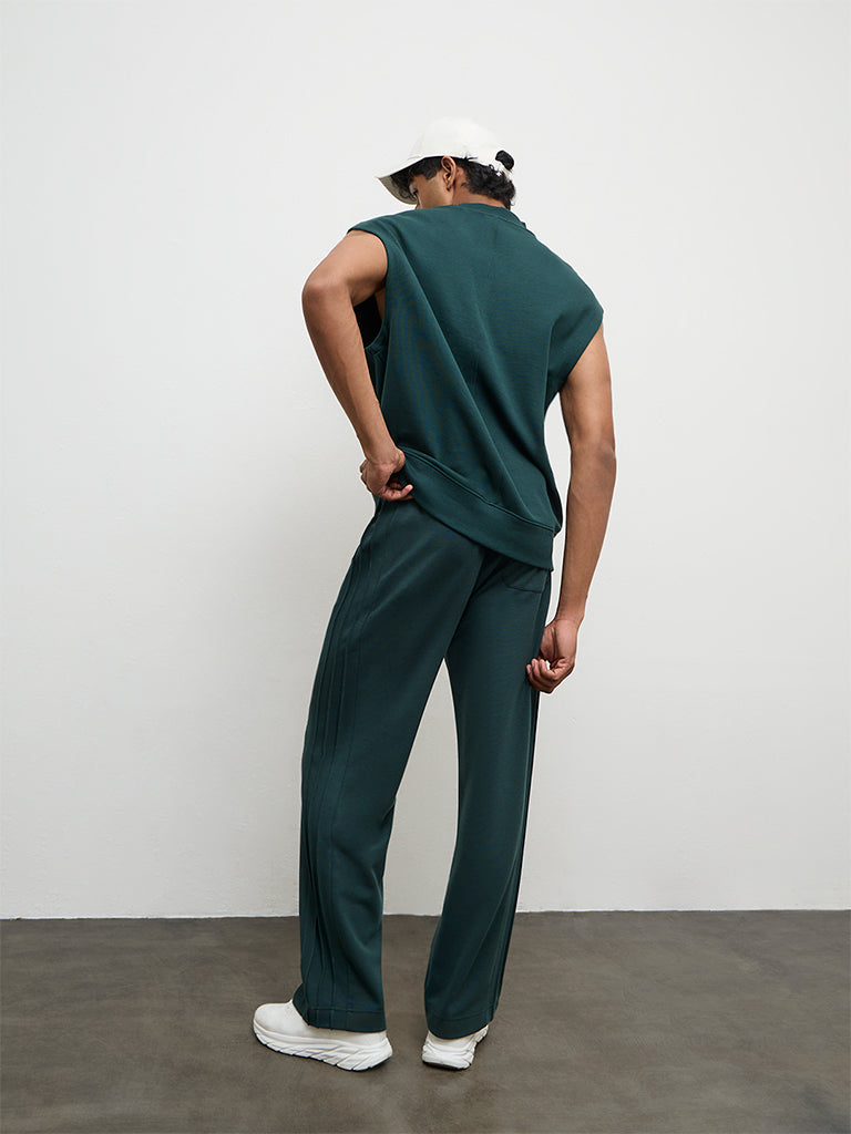 Nuoflexx Green Relaxed Fit Mid-Rise Cotton-Blend Track Pants