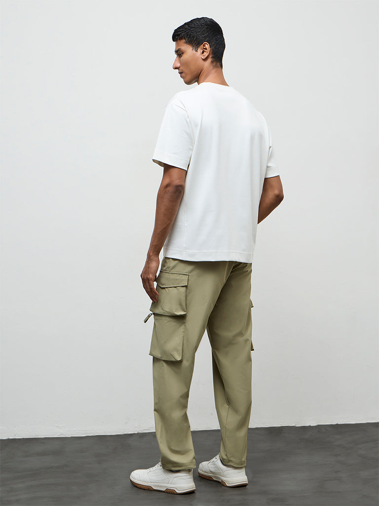 Nuoflexx Olive Relaxed-Fit Mid-Rise Cargo Pants