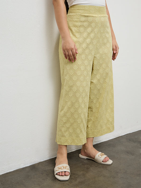 Diza Lime Floral Textured Pants
