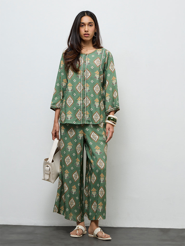 Utsa Olive Printed Tunic