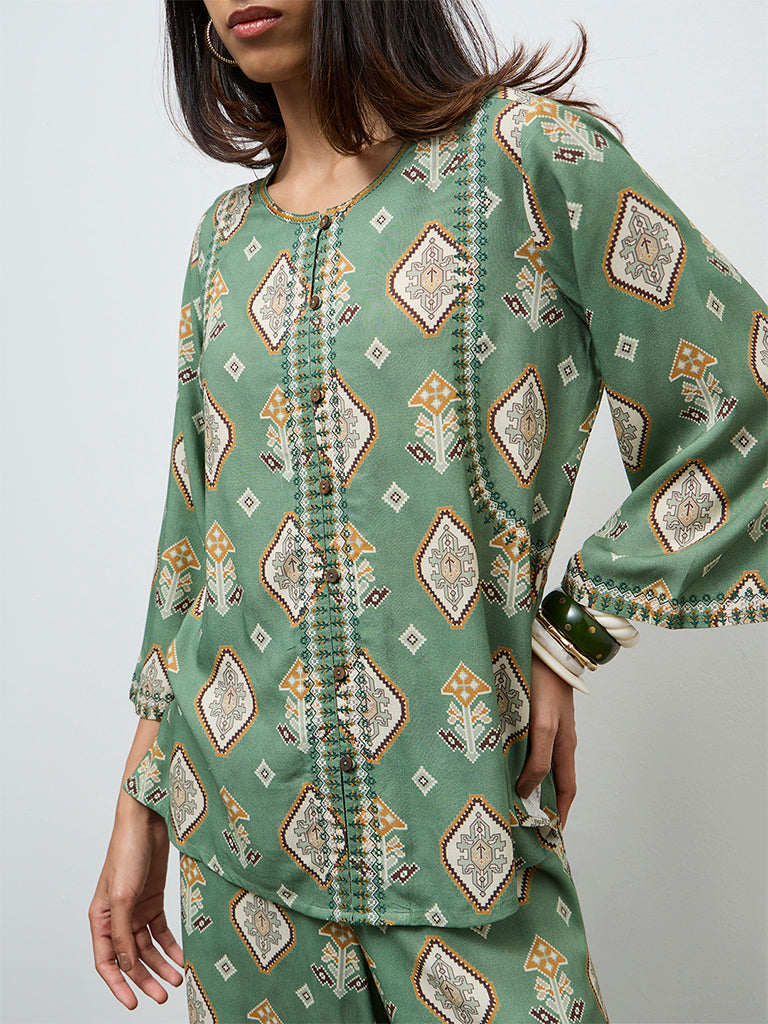 Utsa Olive Printed Tunic