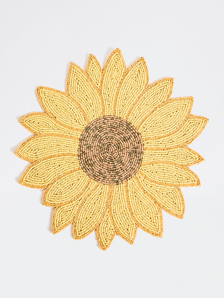 Westside Home Yellow Sunflower Beaded Placemat