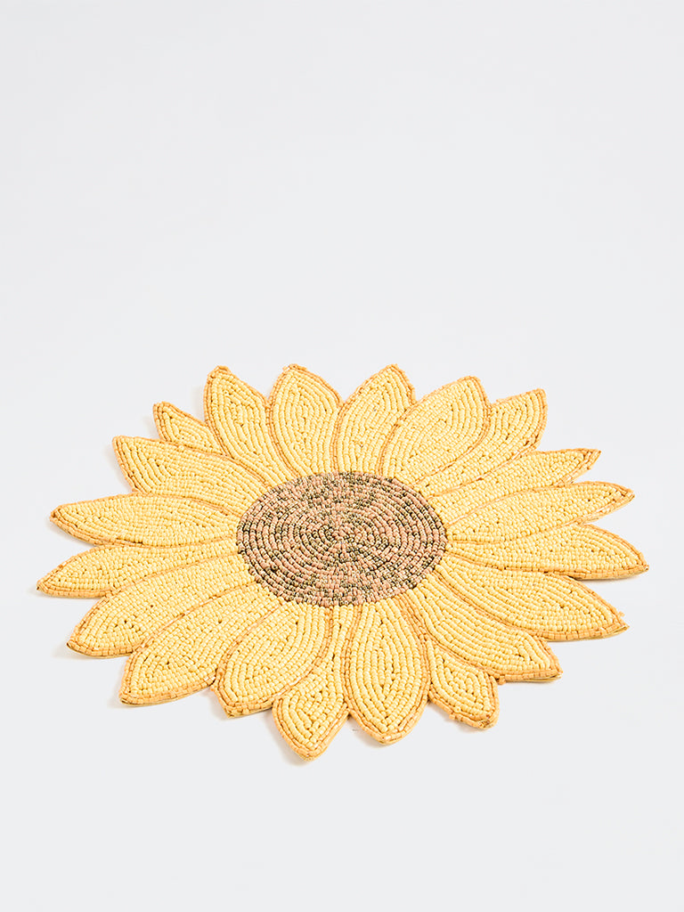 Westside Home Yellow Sunflower Beaded Placemat
