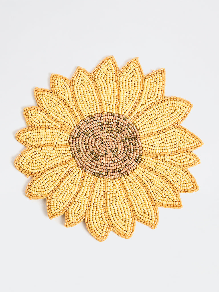 Westside Home Yellow Sunflower Beaded Trivet