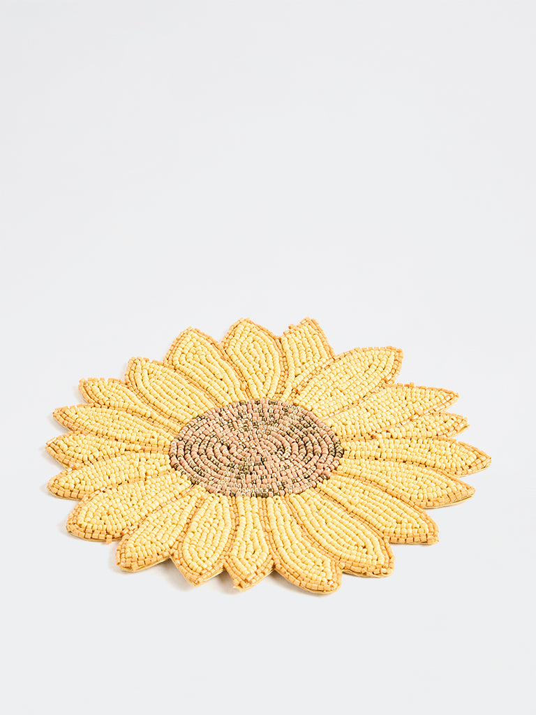 Westside Home Yellow Sunflower Beaded Trivet