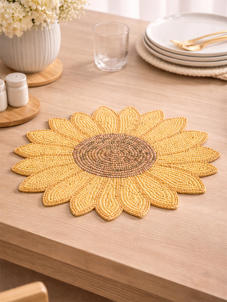 Westside Home Yellow Sunflower Beaded Trivet