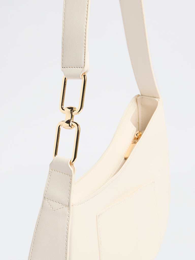 Westside Cream Asymmetrical Shoulder Bag