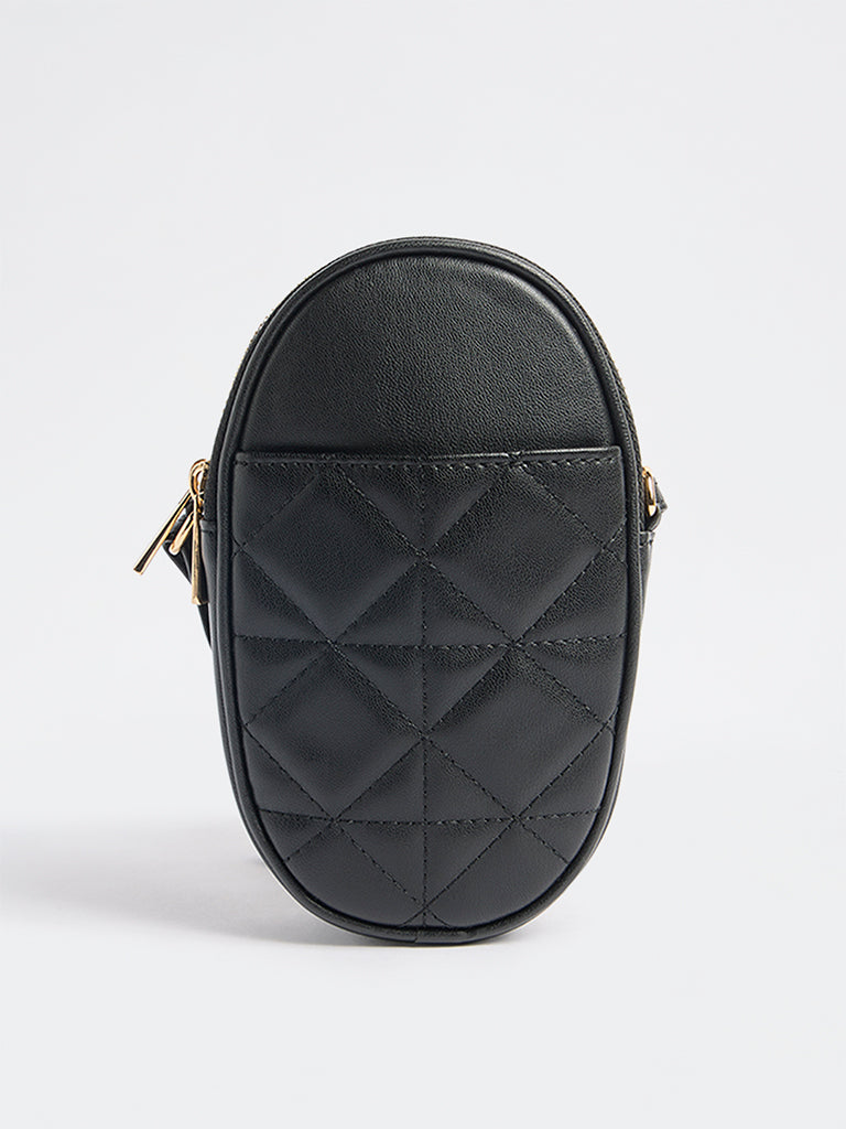 Westside Black Quilted Phone Sling Bag