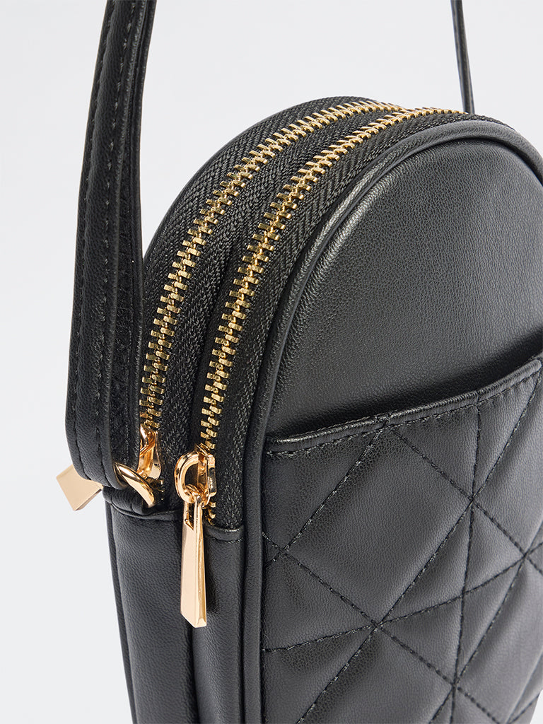 Westside Black Quilted Phone Sling Bag