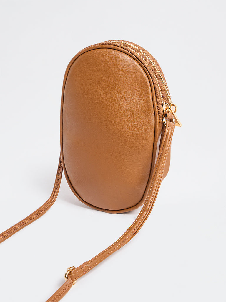 Westside Brown Quilted Phone Sling Bag