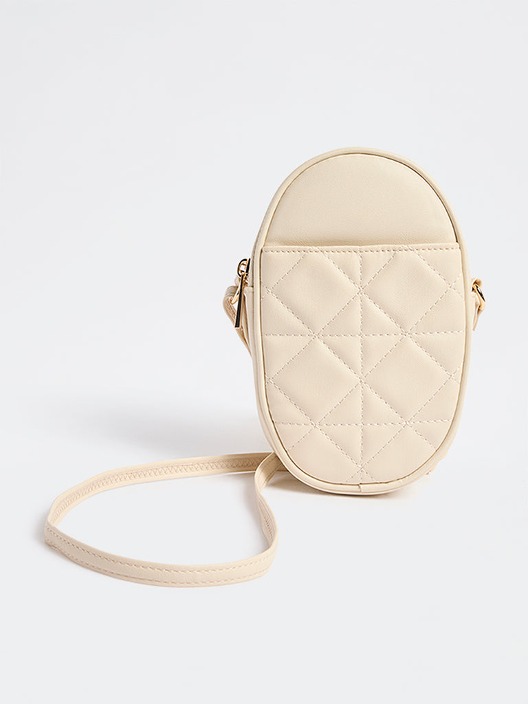 Westside Ivory Quilted Phone Sling Bag