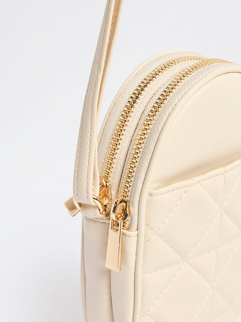 Westside Ivory Quilted Phone Sling Bag