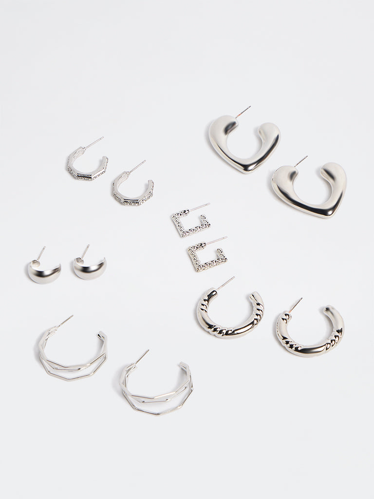 Westside Accessories Silver Multi-Hoop Earrings - Pack of 6