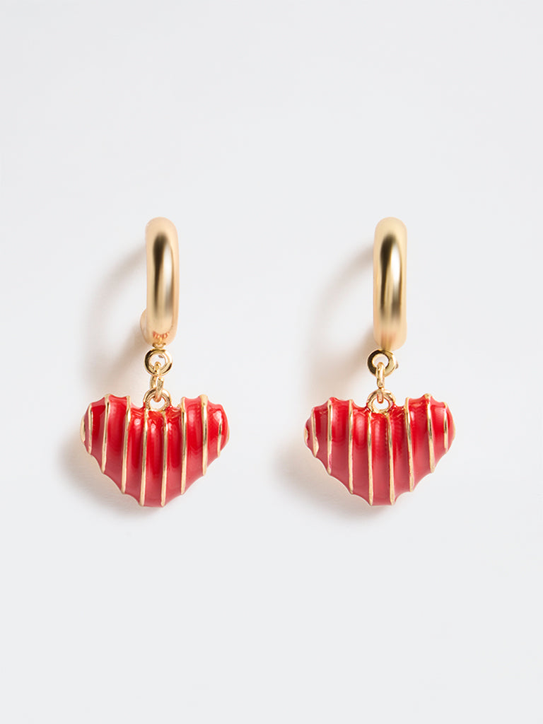Westside Accessories Red Heart Dangler Earrings