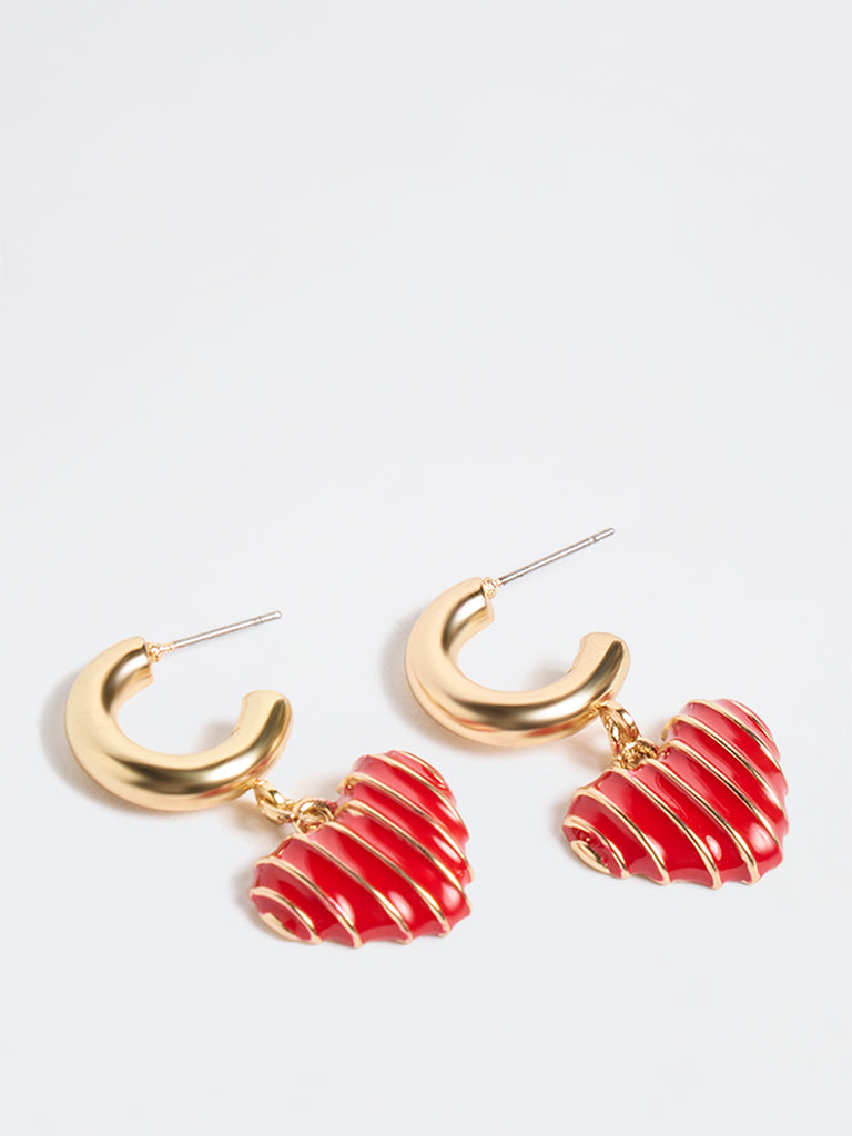 Westside Accessories Red Heart Dangler Earrings