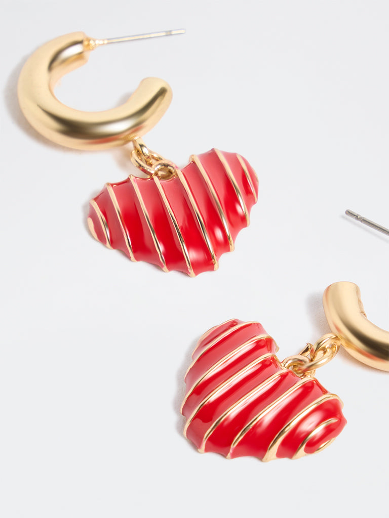 Westside Accessories Red Heart Dangler Earrings