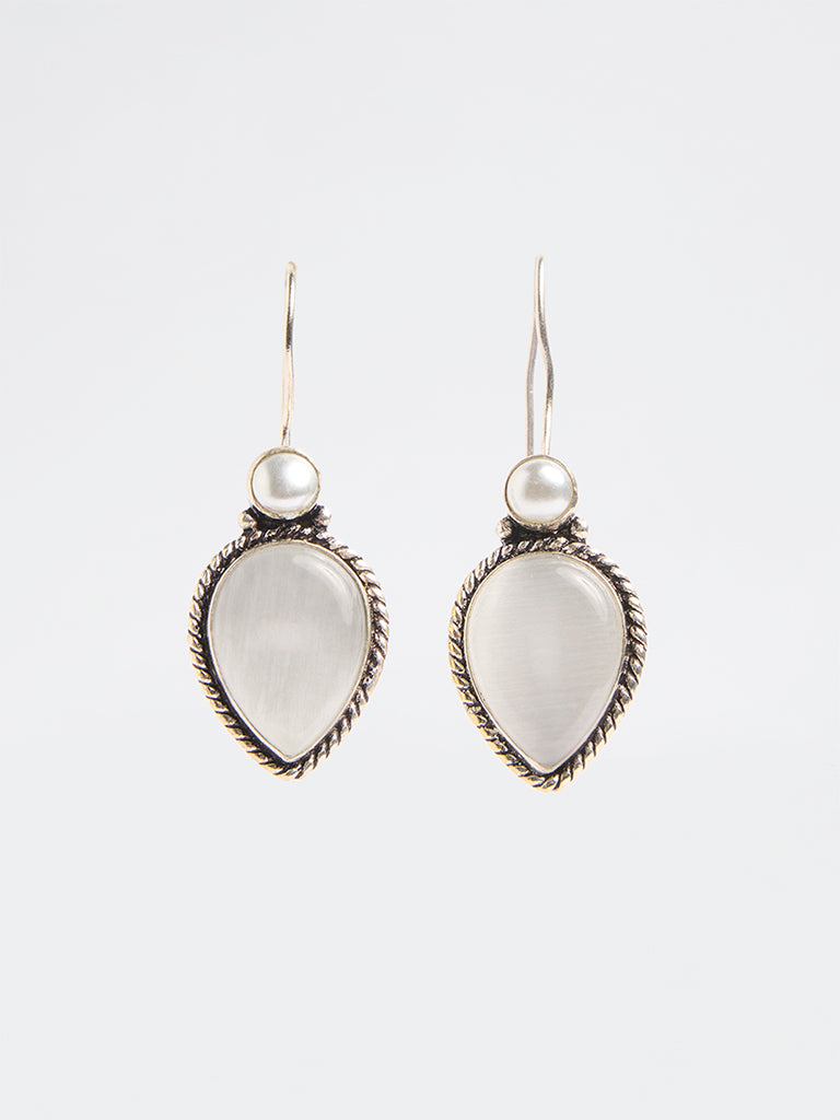 Westside Accessories Silver Stone Jhumki Earrings