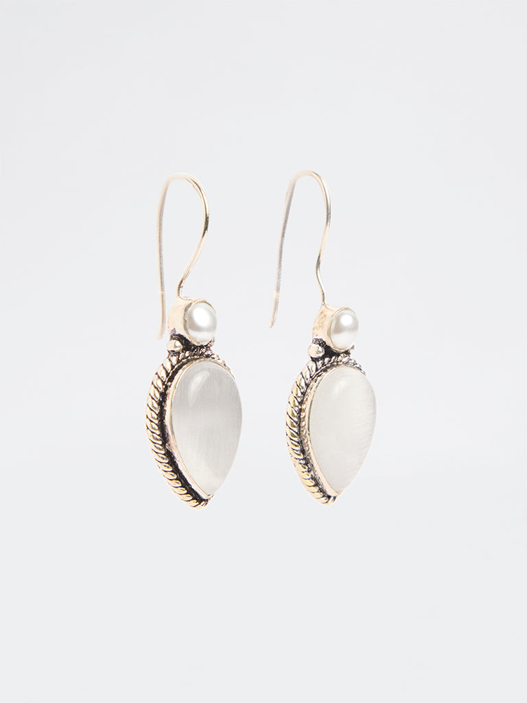 Westside Accessories Silver Stone Jhumki Earrings