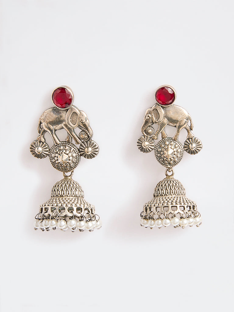 Westside Accessories Silver Oxidised Jhumki Earrings