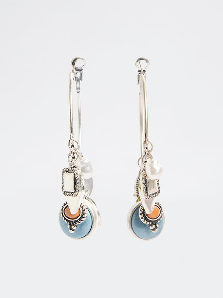 Westside Accessories Silver Multi Charm Hoop Earrings