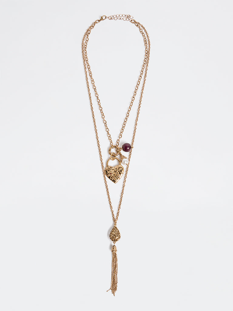 Westside Accessories Gold Tassel Pendant Necklace