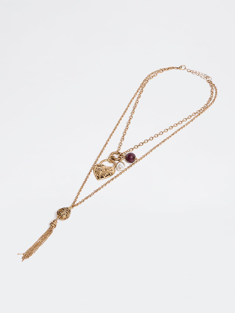 Westside Accessories Gold Tassel Pendant Necklace
