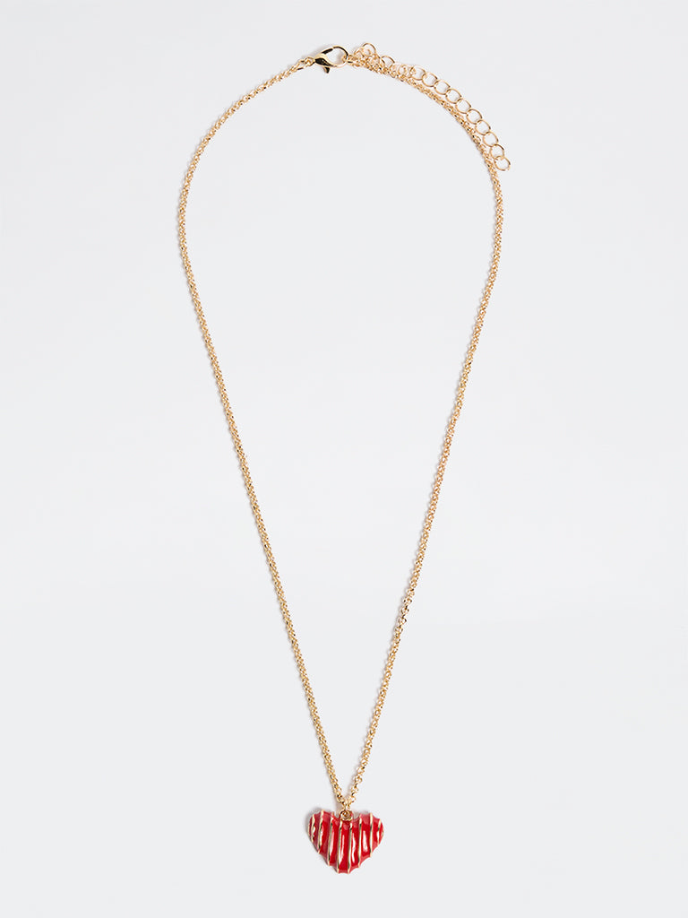 Westside Accessories Red and Gold Heart Pendant Necklace