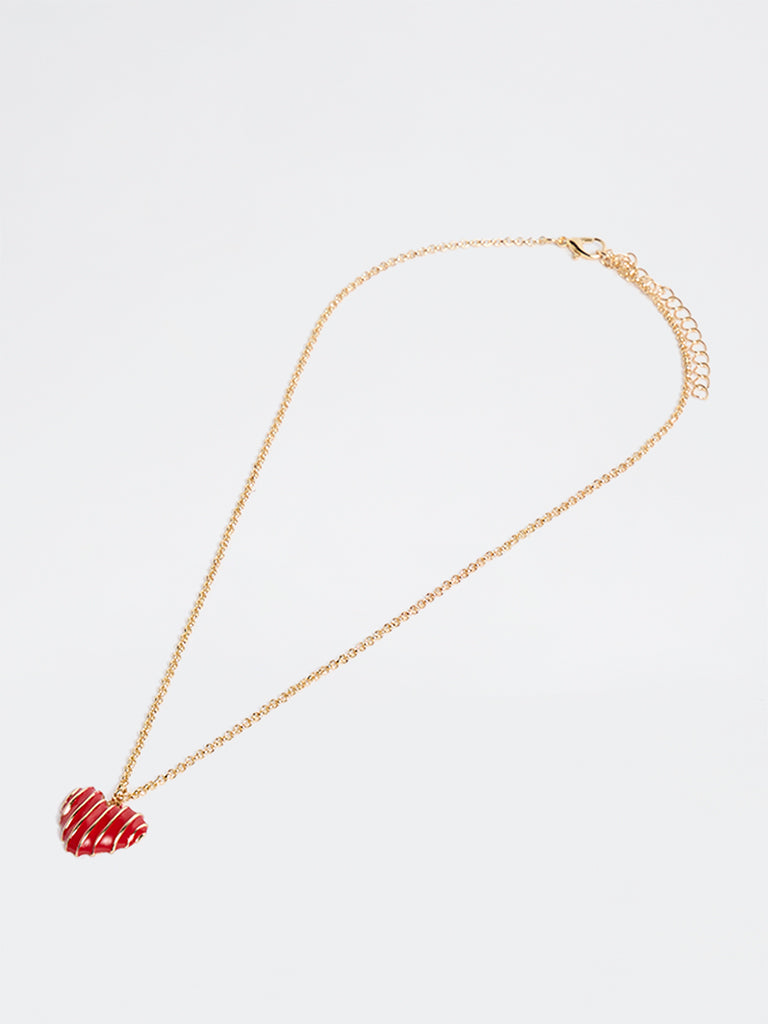 Westside Accessories Red and Gold Heart Pendant Necklace