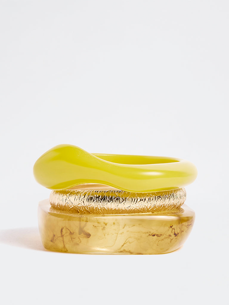 Westside Accessories Gold Metal and Resin Bangles - Pack of 3