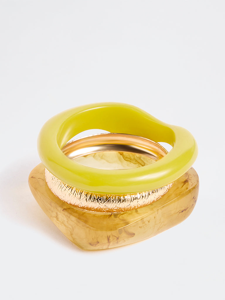 Westside Accessories Gold Metal and Resin Bangles - Pack of 3