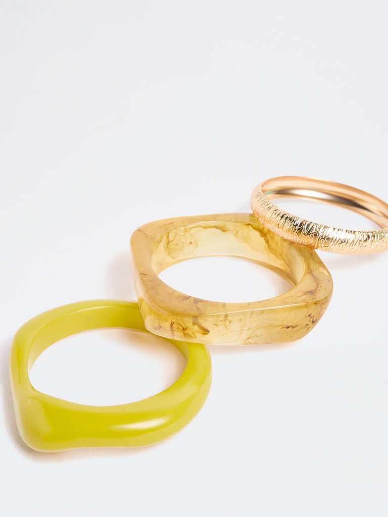 Westside Accessories Gold Metal and Resin Bangles - Pack of 3