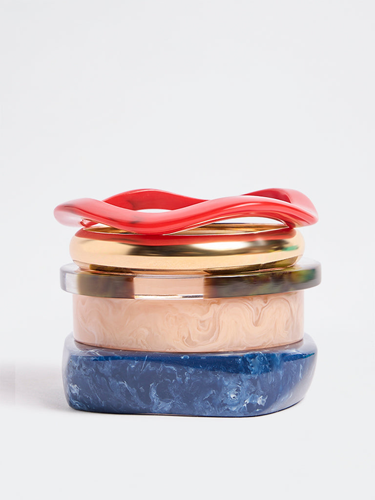 Westside Accessories Multicolour Metal and Resin Bangles - Pack of 5