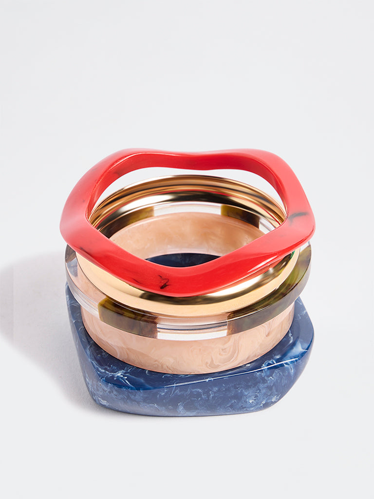 Westside Accessories Multicolour Metal and Resin Bangles - Pack of 5