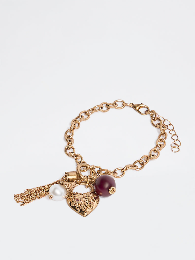 Westside Accessories Gold Multi Charm Chain Bracelet