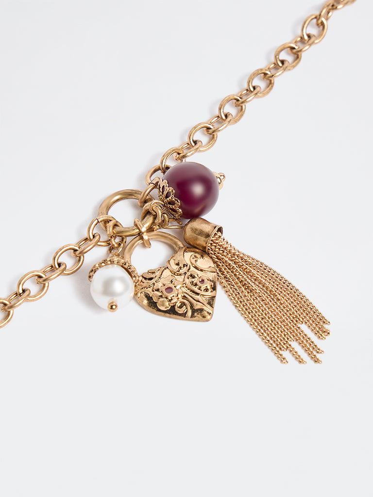 Westside Accessories Gold Multi Charm Chain Bracelet