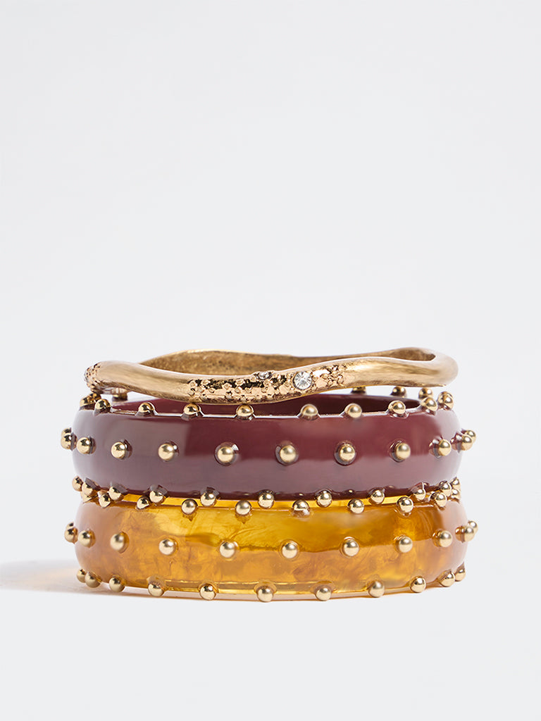 Westside Accessories Multicolour Metal and Resin Bangles - Pack of 3