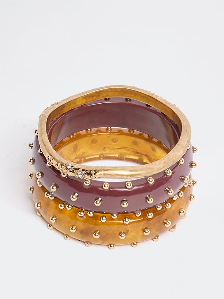 Westside Accessories Multicolour Metal and Resin Bangles - Pack of 3