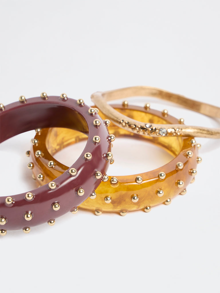 Westside Accessories Multicolour Metal and Resin Bangles - Pack of 3