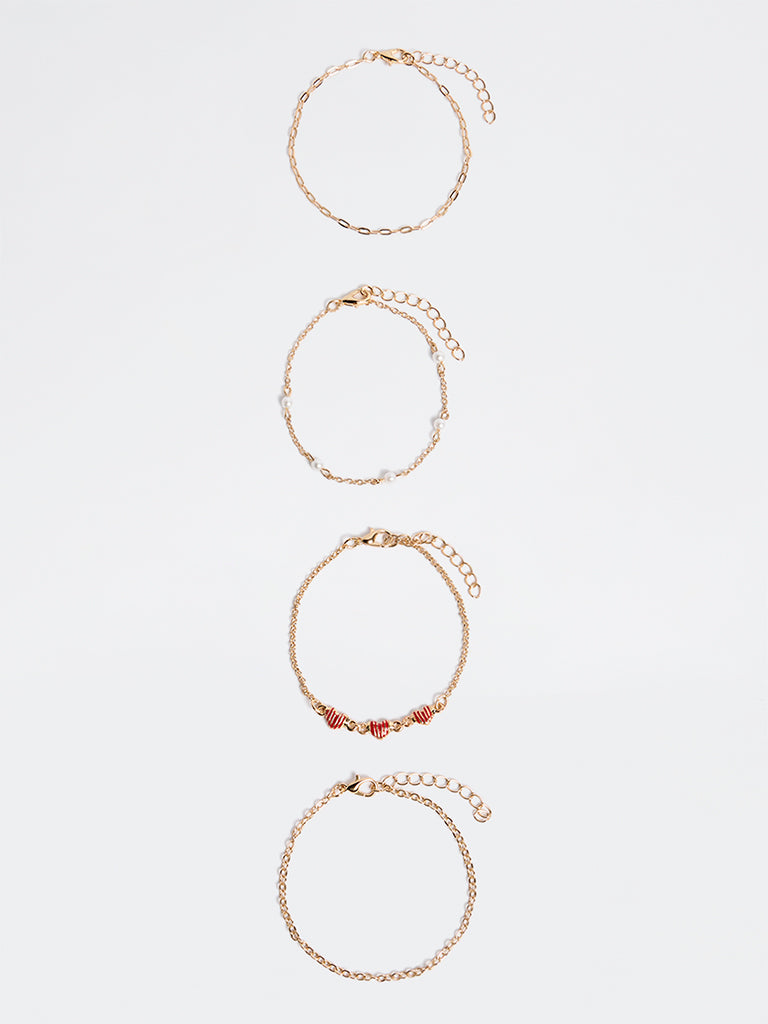 Westside Accessories Gold Multi Chain Bracelet - Pack of 4