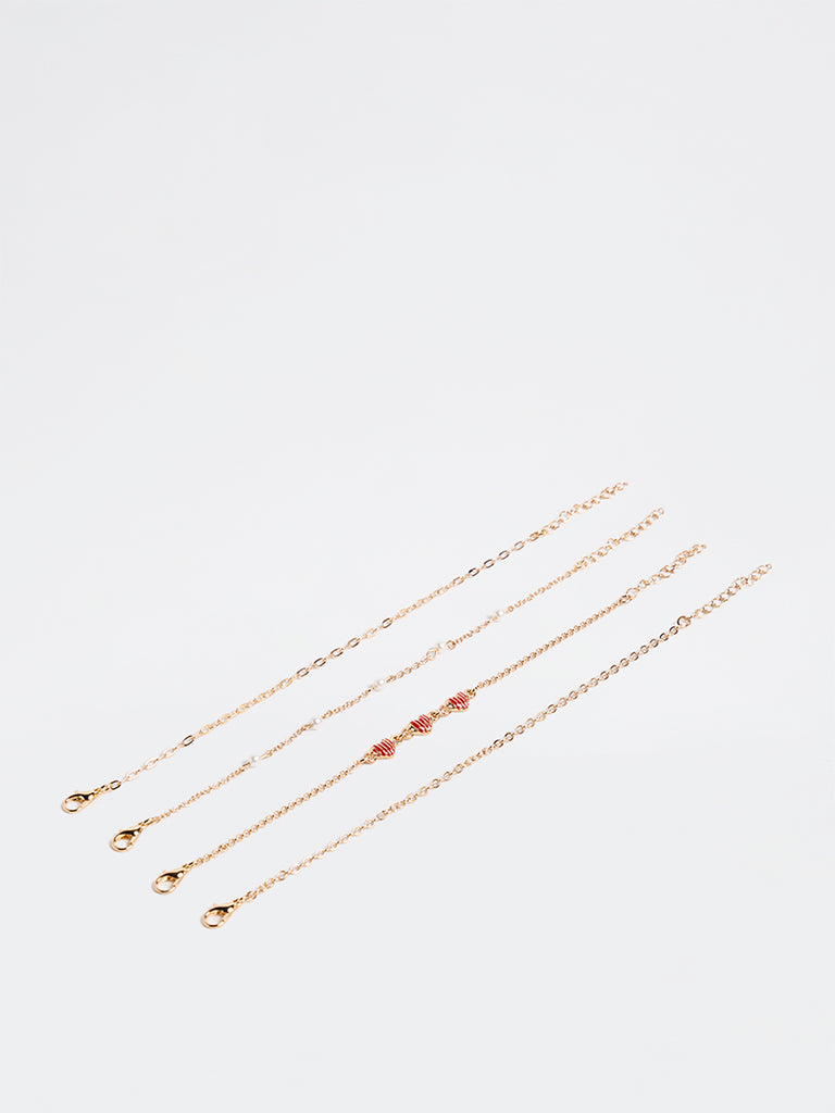 Westside Accessories Gold Multi Chain Bracelet - Pack of 4