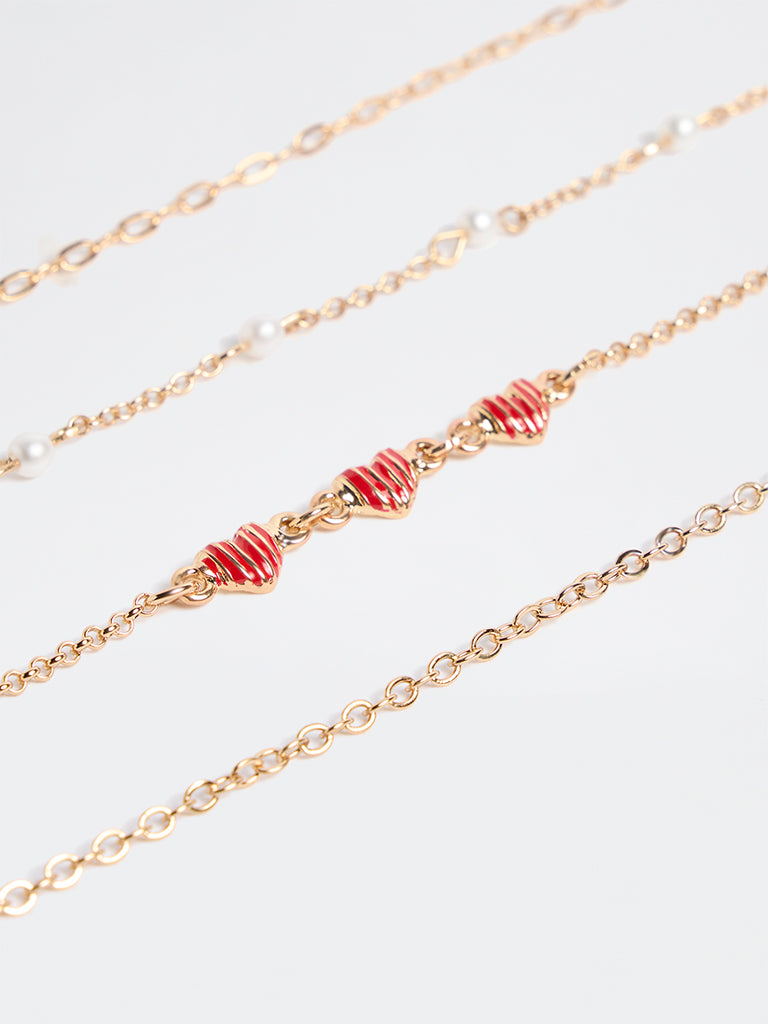Westside Accessories Gold Multi Chain Bracelet - Pack of 4