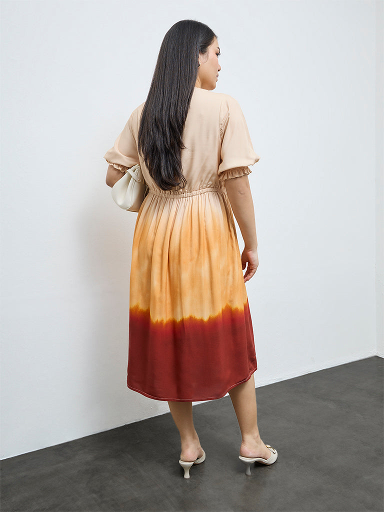 what is a princess line dress MONE SHIBORI TIE DYE FUNNEL NECK DRESS - ms1455-prp main image 0
