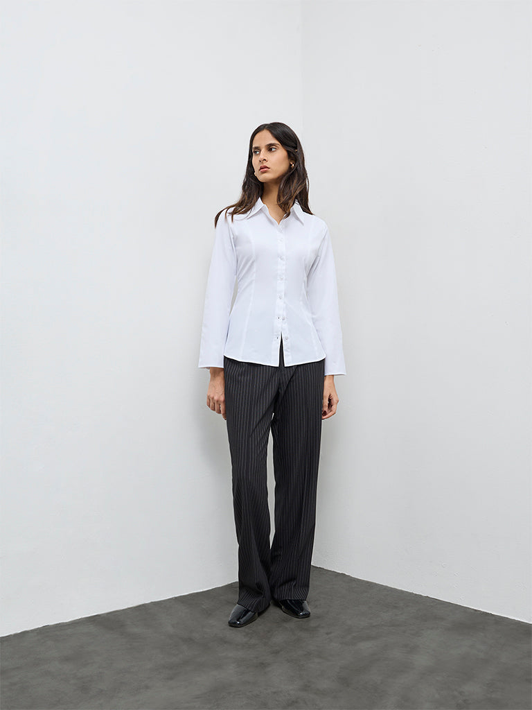 Wardrobe White Solid Shirt