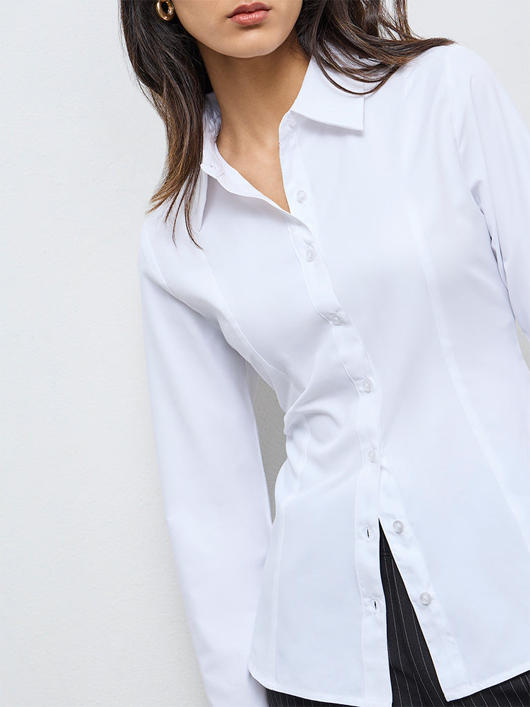 Wardrobe White Solid Shirt