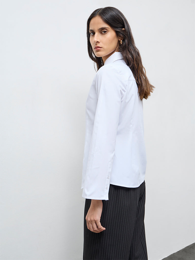 Wardrobe White Solid Shirt
