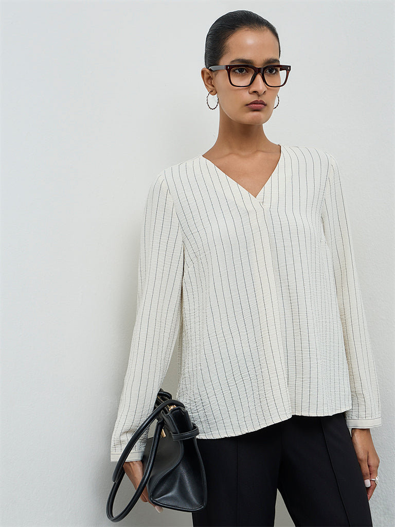 Wardrobe Beige Striped Blouse